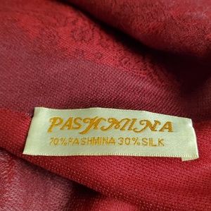 💥BURGUNDY + RED PRINT PASHMINA + SILK  WRAP